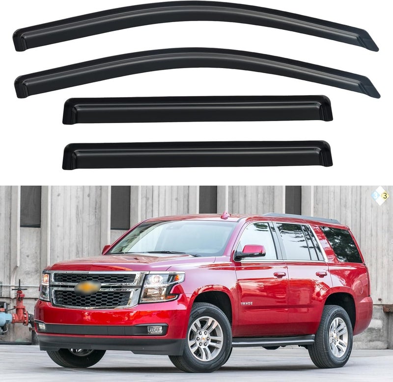Cxdar حراس المطر للنوافذ لسيارات شيفروليه تاهو/GMC يوكون من 2015-2020 (ليس ل XL أو دينالي)، واقيات هواء النوافذ الخارجية لسيارات كاديلاك إسكاليد من 15-20 (ليس من نوع القناة الداخلية) - Image 1